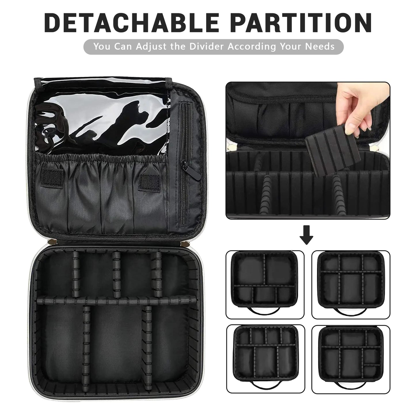 WIRIBEY Checkered Makeup Bag, Portable Makeup Bag with Adjustable Partition, Cosmetic Bags for Women Toiletry Travel Organizer Portable Make Up Bags for Christmas Birthday Gifts