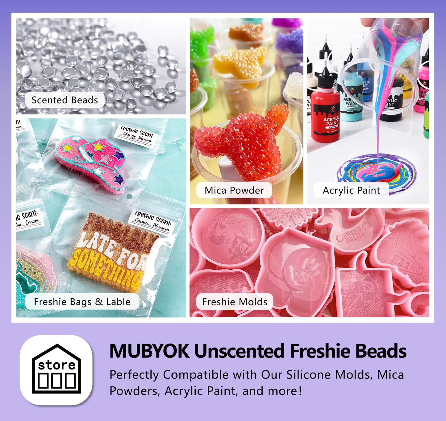 MUBYOK 10lb Premium Unscented Aroma Beads for DIY Car Freshies Eva Beads Bulk Supplies
