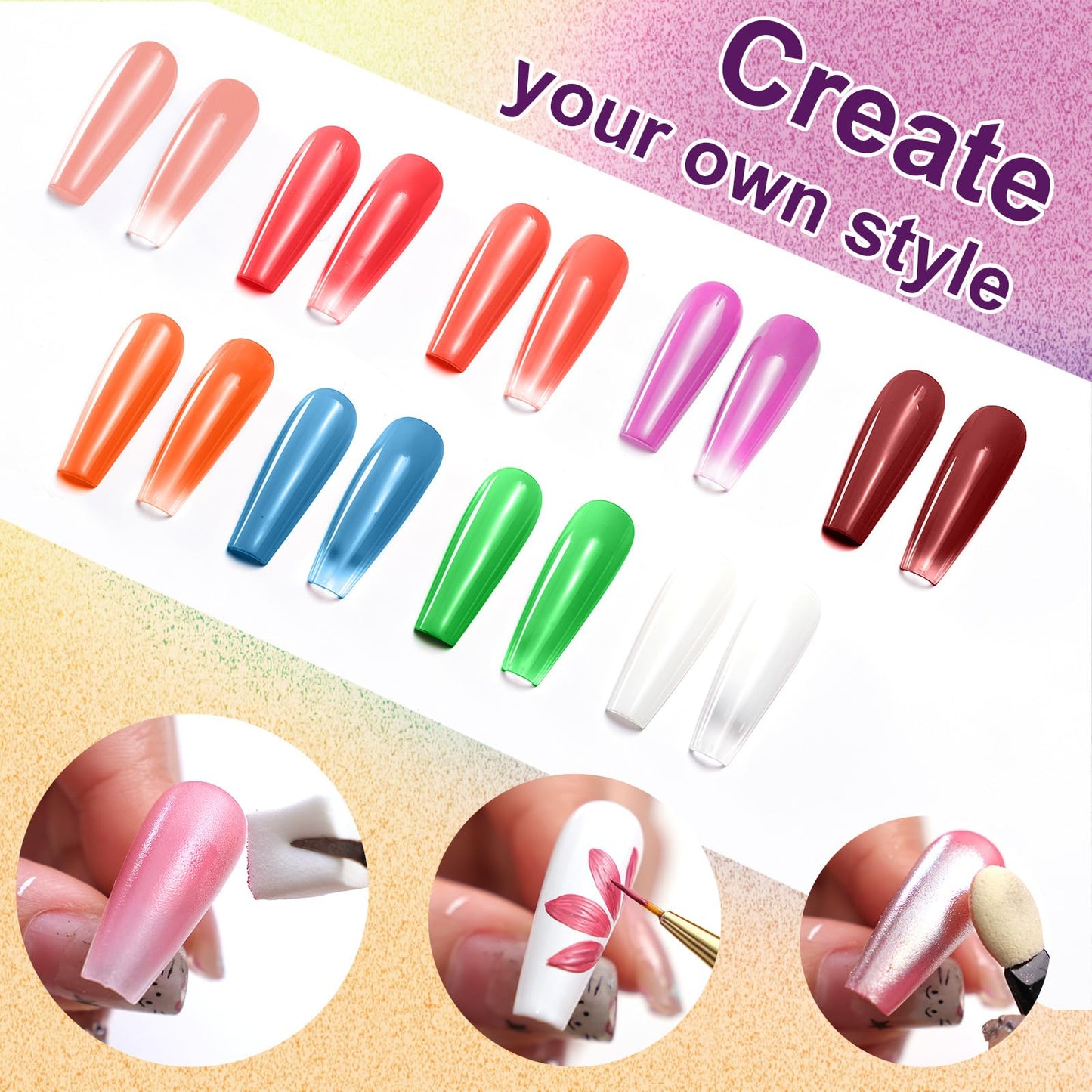 U-Shinein Gradient Painting Gel, 9 Colors Ombre Gel Nail Polish Sponging for Pigment Pat Nails Aura Nails French Manicure Long-lasting Home Salon DIY Nail Art Fluorescent