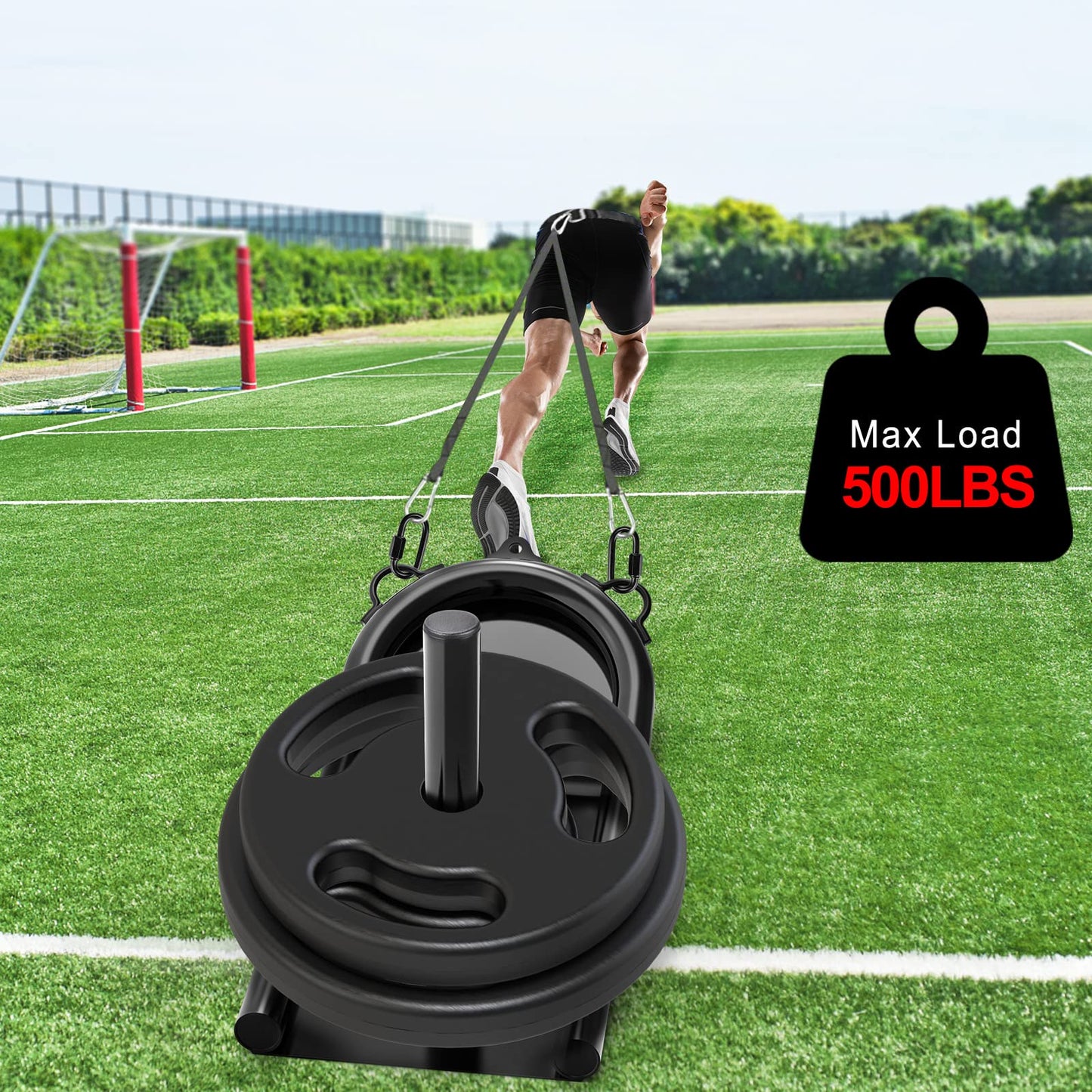 Kipika Weight Sled, Workout Sled, Fitness Strength Training Sled, Speed Training Sled for Athletic Exercise, Speed Improvement, Easily Through Obstacles, Suitable for 1" & 2"" Weight Plate (B- Black)"