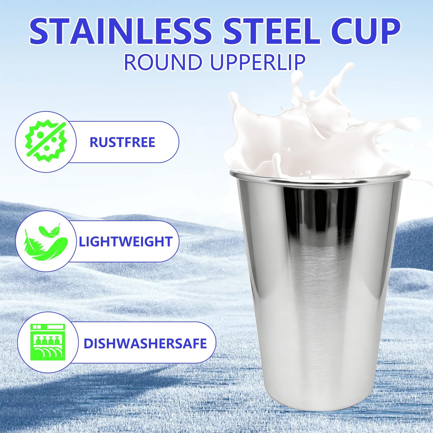 20oz 100PCS Stainless Steel Pint Cup,Pint Tumbler,Reusable metal Cups,Stainless Steel Water Tumbler,BPA Free,Stackble,Durable,Unbreakable Metal Drinking Glasses for Bar,Banquet Mugs (100, 20OZ)