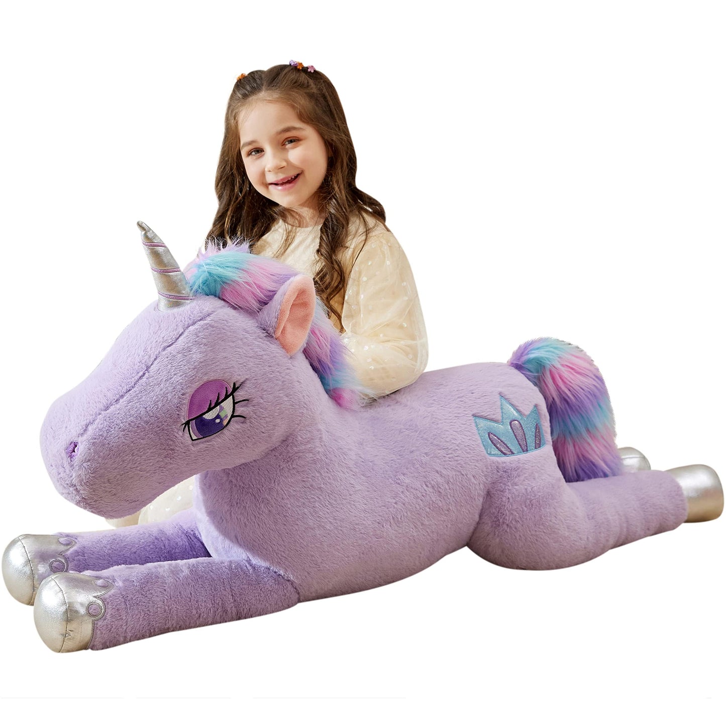 IKASA Giant Unicorn Stuffed Animal Plush Toy,Large Big Jumbo Soft Toys,43" Huge Size Cute Fluffy Plushy Fat Oversized Plushie,Gifts for Kids Girls Boys (43 inches, Purple)