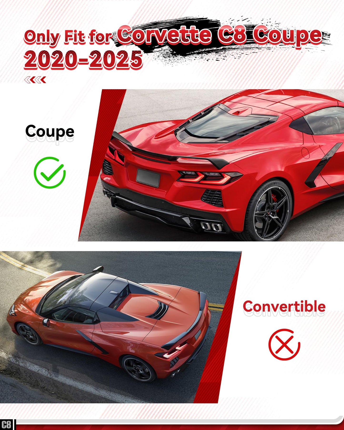 Carbon Fiber Rear Lower Window Trim Hatch Vent Cover Fit for Corvette C8 Coupe 2020-2025 Rear Vented Glass Cover Carbon Fiber Center Hatch Trim Accessories