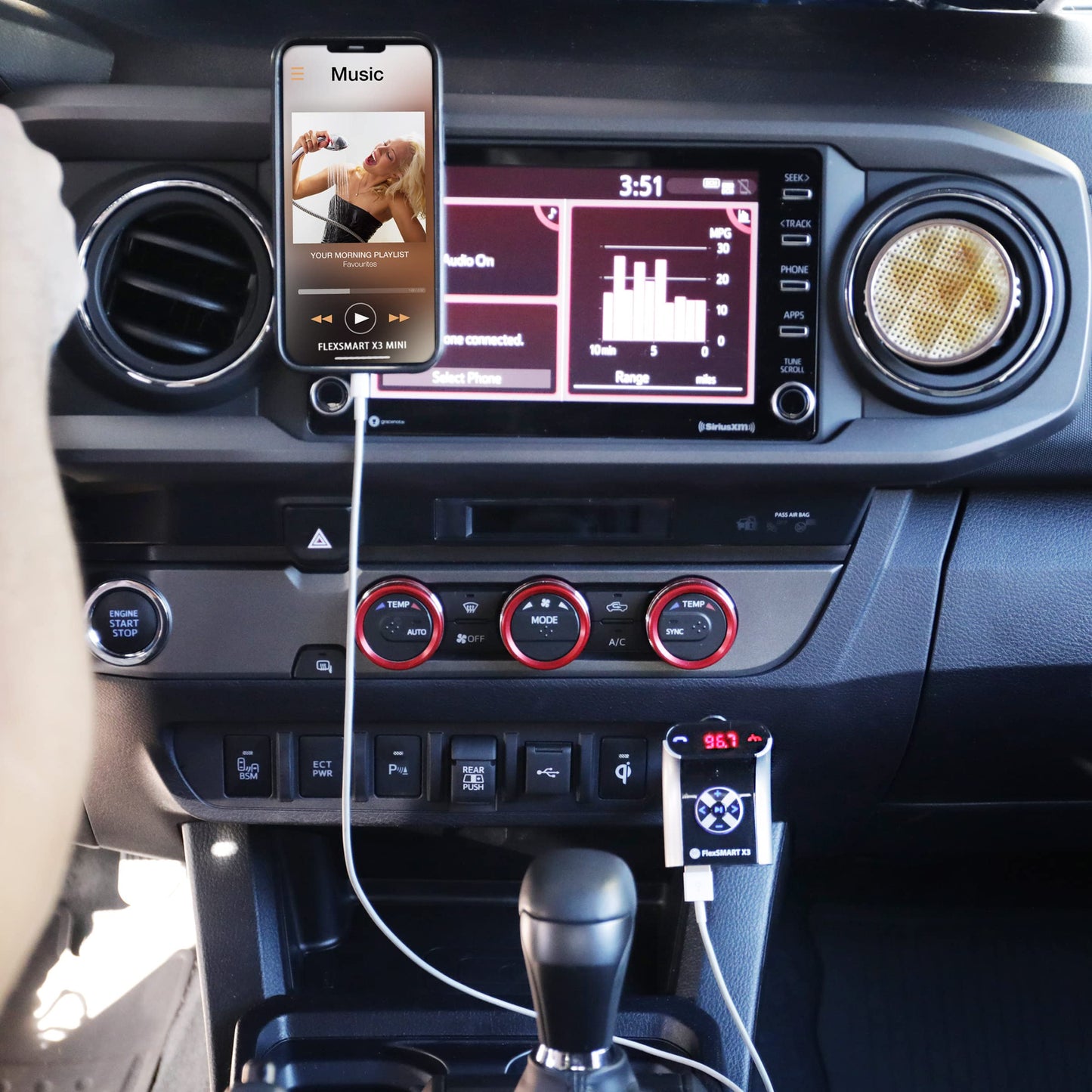 GOgroove FlexSMART X3 Mini Bluetooth Car Adapter for Handsfree Calling, USB Charging, Music Controls for Smartphones, MP3 Players - Aux Bluetooth Adapter for Car - FM Radio Transmitter