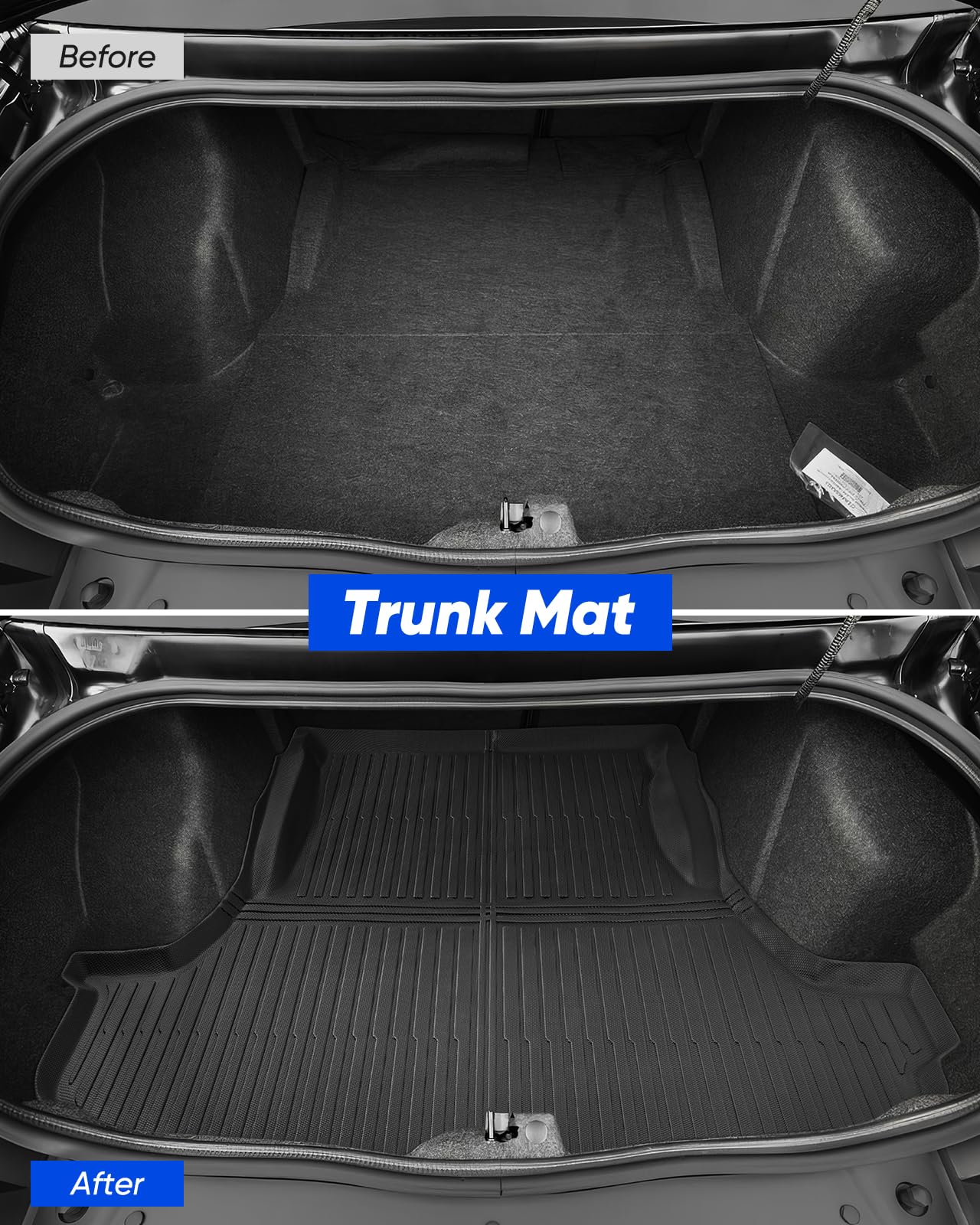Car Floor Mats for Dodge Challenger RWD 2011-2023 Cargo Liner, 1st & 2nd Row Full Set Car Liners,Anti-Slip for Challenger Accessories 2012 2013 2014 2015 2016 2017 2018 2019 2020 2021 2022 4PCS Black