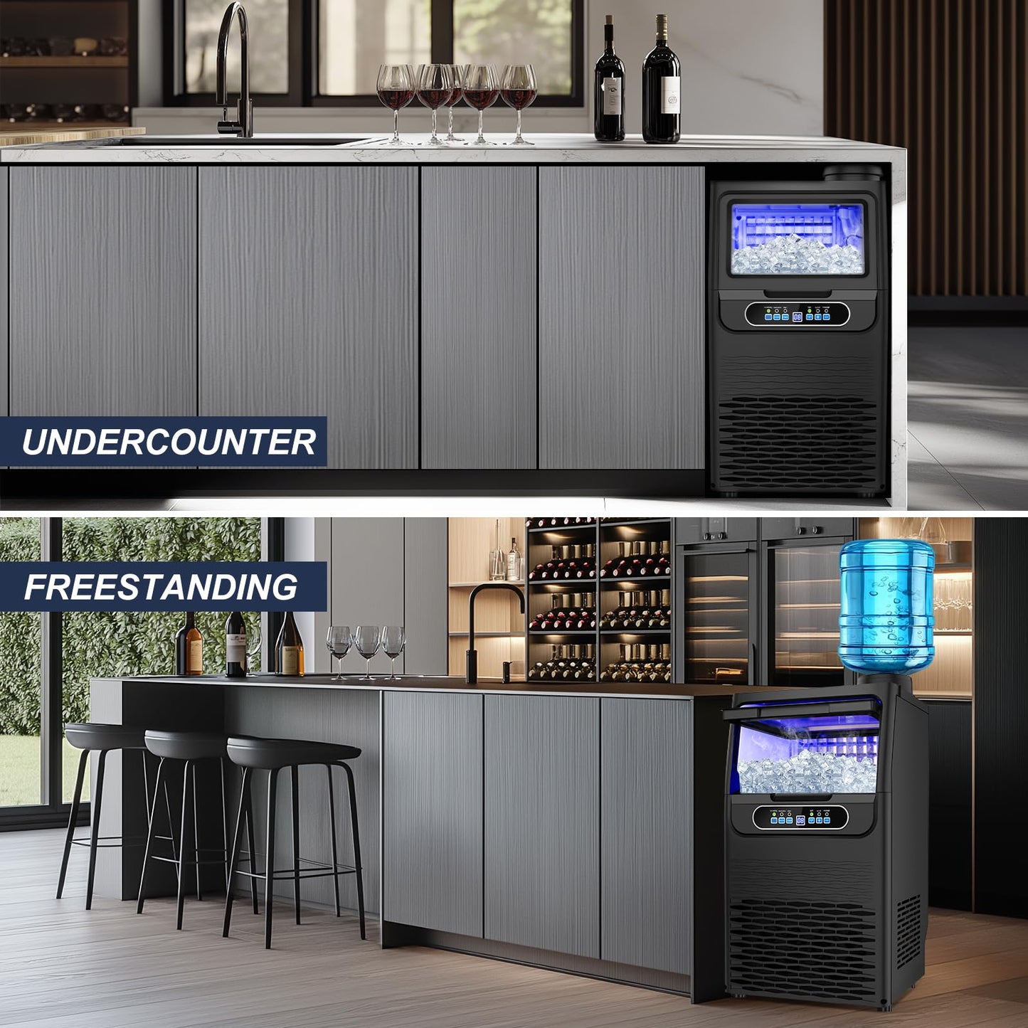 100LBS/24H High Output - Commercial Under Counter Ice Maker with 30LBS Storage - Built-in/Freestanding Design, Self-Cleaning & 24H Timer - for Home Bars Outdoor