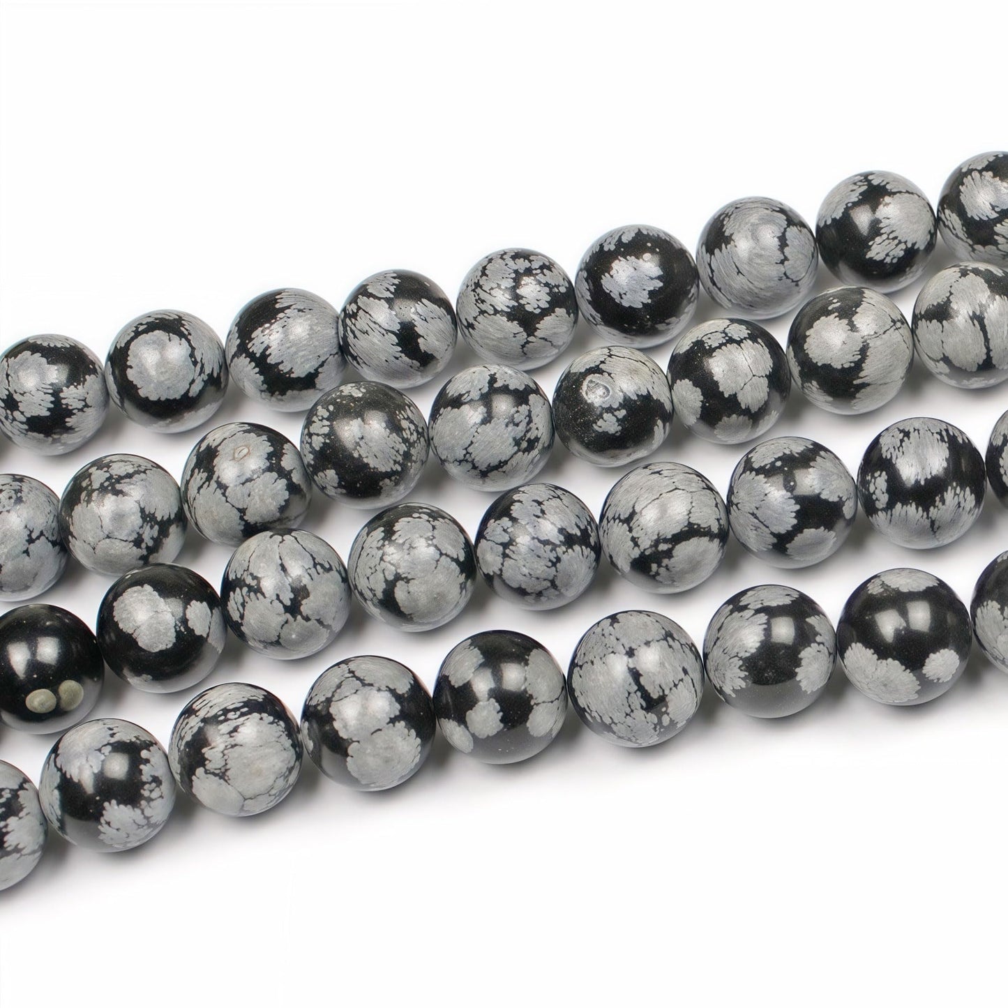 MJDCB Snowflake Obsidian Beads Round Natural Stone Beads for Jewelry Making DIY Bracelet (8mm)