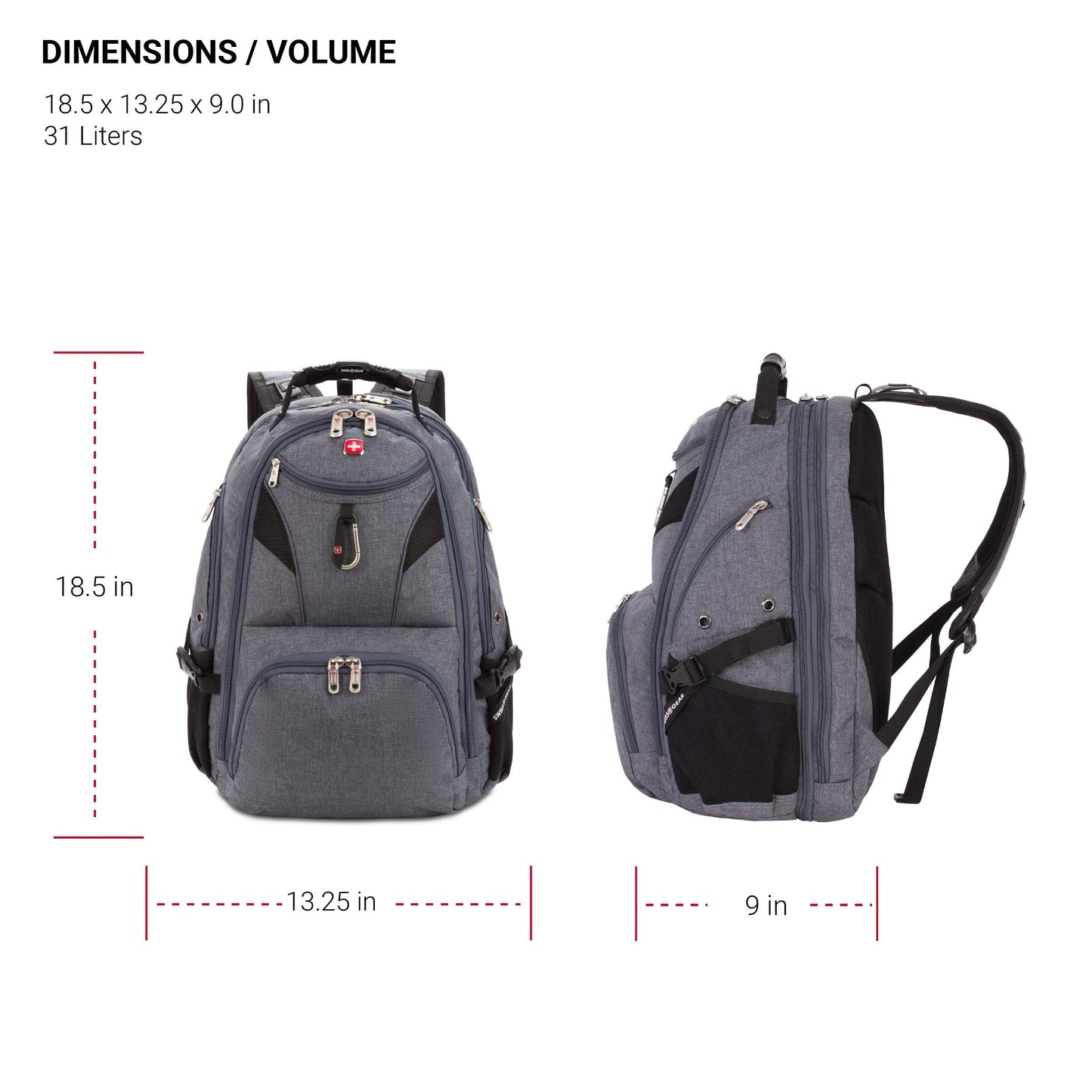 SwissGear 5977 ScanSmart TSA Friendly Laptop Backpack, Fits Most 17 Inch Laptops and Tablets, Ideal for Work, Travel, School, College, and Commuting, Grey