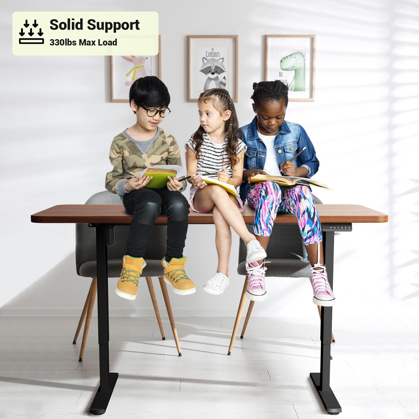 PiomuDek Standing Desk Frame with 330lbs Powerful Dual Motor, Electric Adjustable Height Computer Desk Legs, Sit Stand Up Desk Base with Memory Controller, for Home Office, Black,ED04NB (Frame Only)