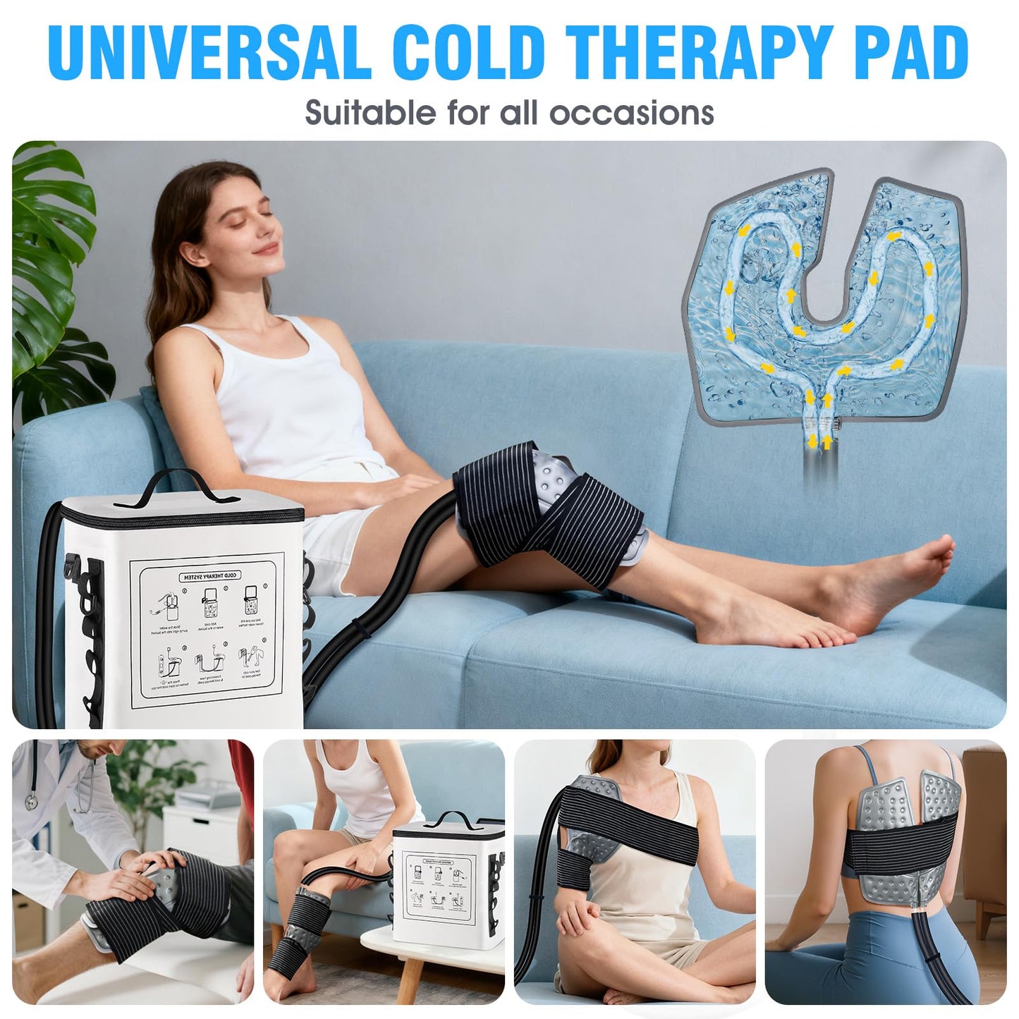 Upgraded Ice Machine for Knee After Surgery,3.0 Portable Cold Therapy Machine for Knee Replacement,Ice Compression Knees Machine for Hip,Cold Therapy Machine with 6 Timer,Electric Ice Pack for Knees