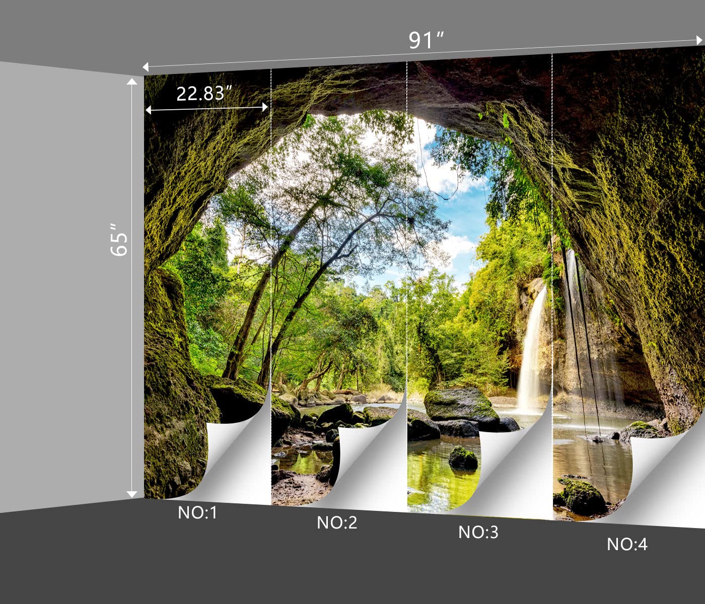 BZHXBZ - Beautiful Nature Wallpaper Forest Landscapes 3D Space cave Scenery Waterfall Bedroom Woodland Decor Living Room tv Background Large wall Mural Office Jungle - 91"x65" Not Peel and Stick