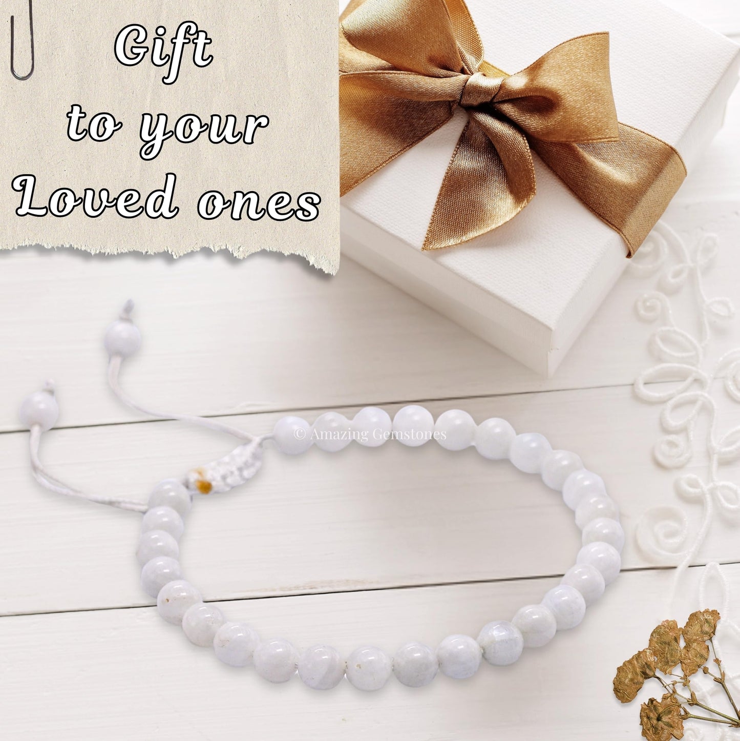 Amazing Gemstone Mother of Pearl Bracelet for Women Men's Gifts - Protection Healing Crystal Bracelet - 6mm Gemstones Beaded Adjustable Bracelet Pulseras Para Hombres Mujer Stocking Stuffers