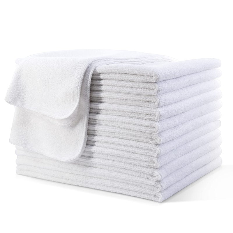 POLYTE Professional Quick Dry Lint Free Microfiber Hair Drying Salon Towel, 16 x 29 in, 12 Pack (White)