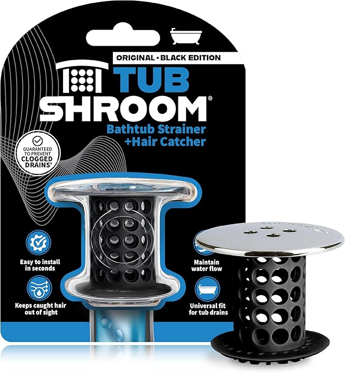 TubShroom Tub Drain Hair Catcher, Black Chrome Ã¢ÂÂ Protector and Catcher for Bathroom Drains, Fits 1.5Ã¢ÂÂ 1.75Ã¢ÂÂ Bathtub Shower Drains