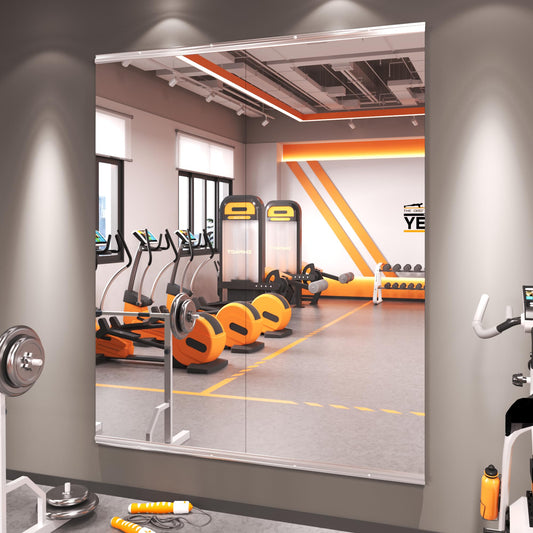 Amorho Gym Wall Mirror, 56''x24''(Each)-2PCS Frameless Full Body Mirror for Gym, Tempered Glass, Yoga Studios, Dance Rooms, Garage Gyms.