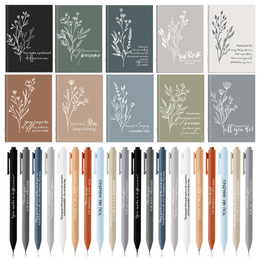 Tellingyou 40 Pcs Employee Appreciation Gifts Bulk Inspirational Notebook Ballpoint Pen Motivational Notebook Mini Journal for Volunteer Administrative Professional Teacher Nurse Team (Classic)