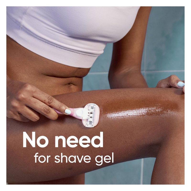 Gillette Venus ComfortGlide Razor for Women, White Tea Scented Gel Bars, Includes 1 Reusable Razor Handle + 2 3-Bladed Razor Refills, Women's Razor with Built-in Shave Gel Bars