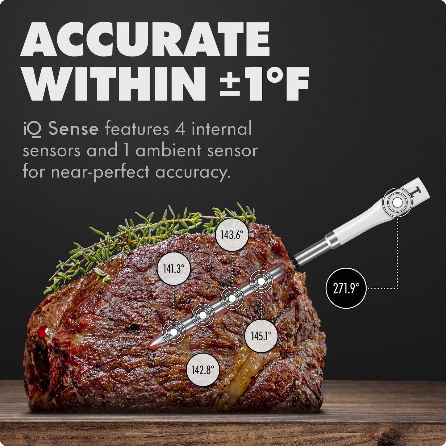 CHEF iQ Sense | Smart Wireless Meat Thermometer | 4 Ultra-Thin Probes | WiFi Unlimited Range | 1000°F Heat Safe | 5 Sensors | BBQ, Grill, Oven, Smoker, Air Fryer | Gen3