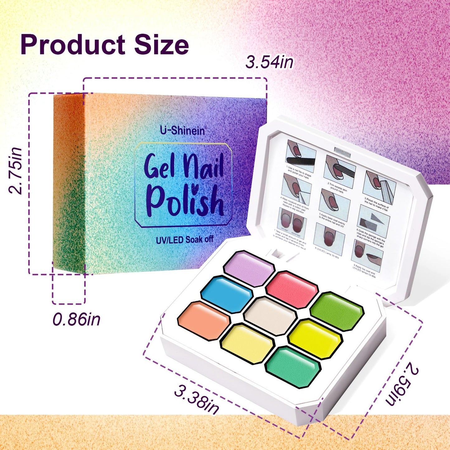 U-Shinein Gradient Painting Gel, 9 Colors Ombre Gel Nail Polish for 3D Nail Sculpting Gel Painting Effect Pigment Pat Nails Aura Nails, French Manicure Long Lasting Home Salon Nail Art Easter Egg