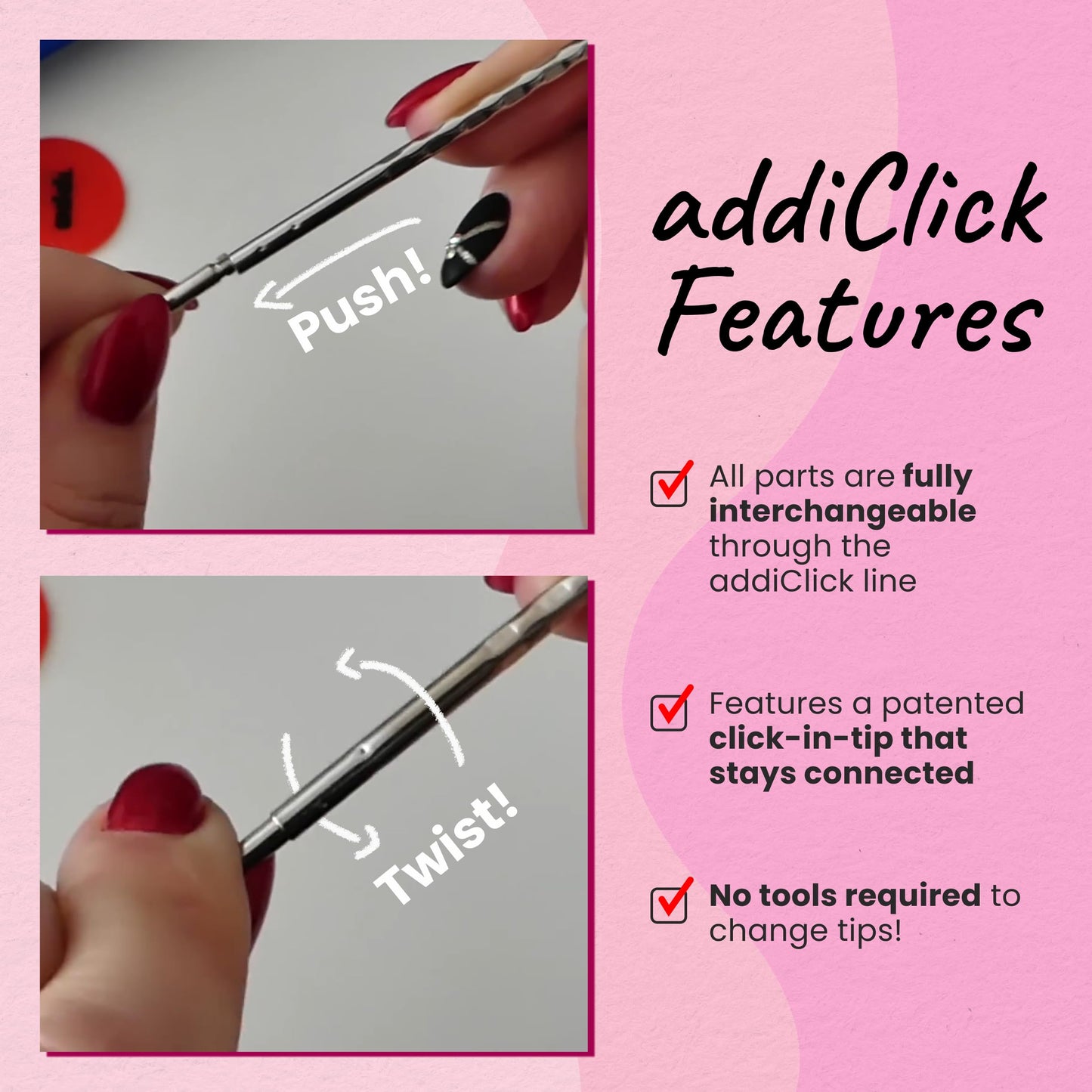 skacel by addi addiClick Interchangeable Knitting Needles Set, Circular Needle Kit with Ewenicorn Rocket Plated Brass Tips and Nylon Cords