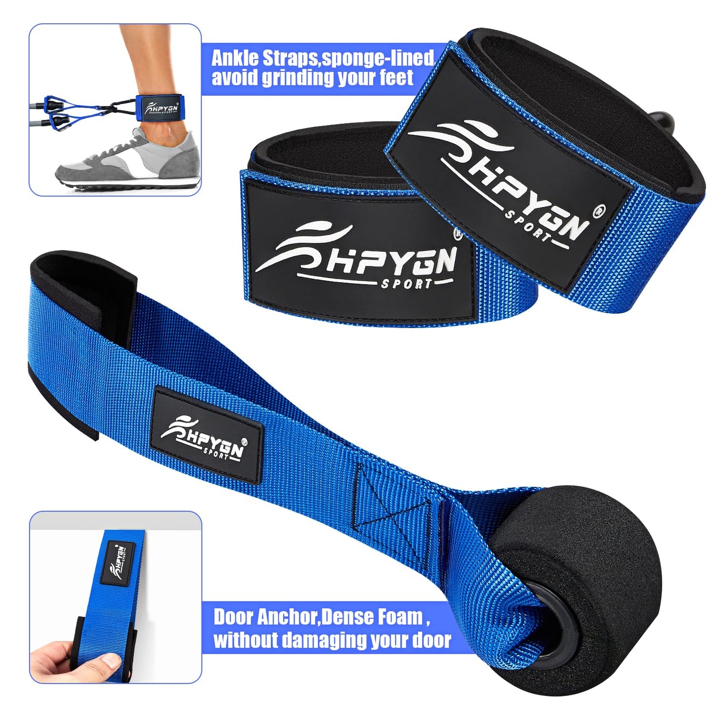 HPYGN Resistance Bands for Working Out，Heavy Exercise Bands Resistance Bands Set with Handles, Door Anchor, Legs Ankle Straps for Heavy Resistance Training, Fitness Weights Work Out at Home