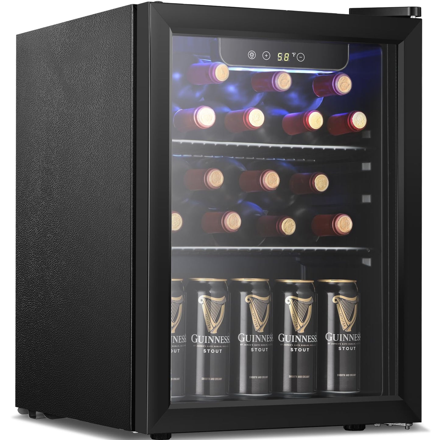 Antarctic Star Beverage Refrigerator Cooler 68 Can, Mini Fridge with Glass Door for Beer Drinks Wine,Freestanding Small Fridge with Electronic Temperature Control for Home and Bar,1.7 cu.ft