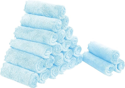 Sunny zzzZZ 24 Pack Kitchen Dishcloths - Does Not Shed Fluff - Reusable Dish Towels, Dish Cloths, Super Absorbent Coral Fleece Cleaning Cloths, Washable Fast Drying, 10 x 10 Inch (Aquamarine)