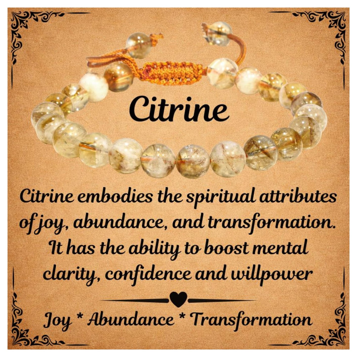 ANAYA AGATE Healing Crystal Bracelet – Chic Gemstone Bracelet for Men and Women – 8mm Round Bead Bracelets for Spiritual Healing, Protection, Positive Energy - Citrine Natural