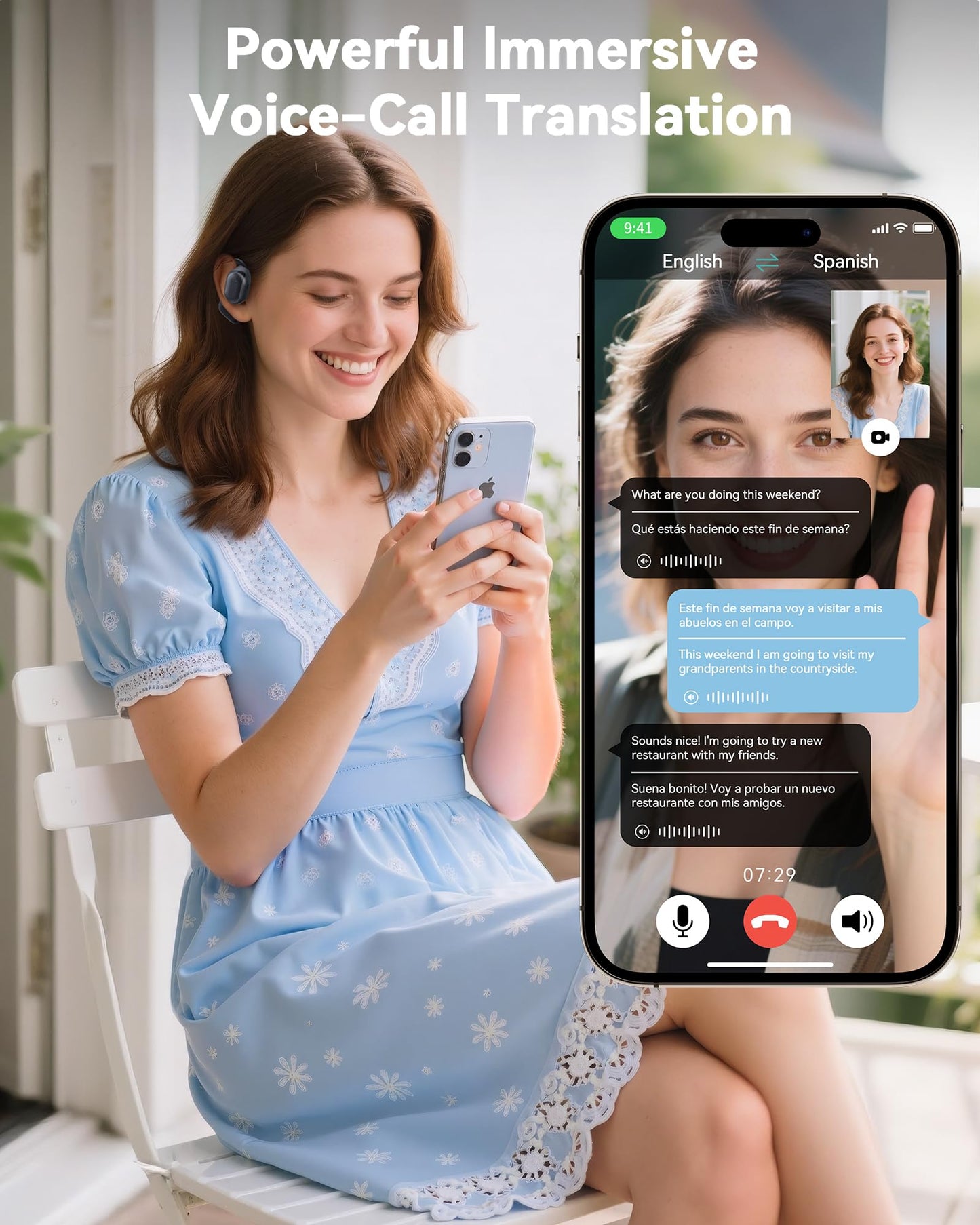 AI Translation Earbuds Real Time, 164 Languages & Accents, Translator Earbuds 90H Playtime, Translation Headphone LED Display Audifonos Traductores Inglés Español for Travel Business Meeting, Black