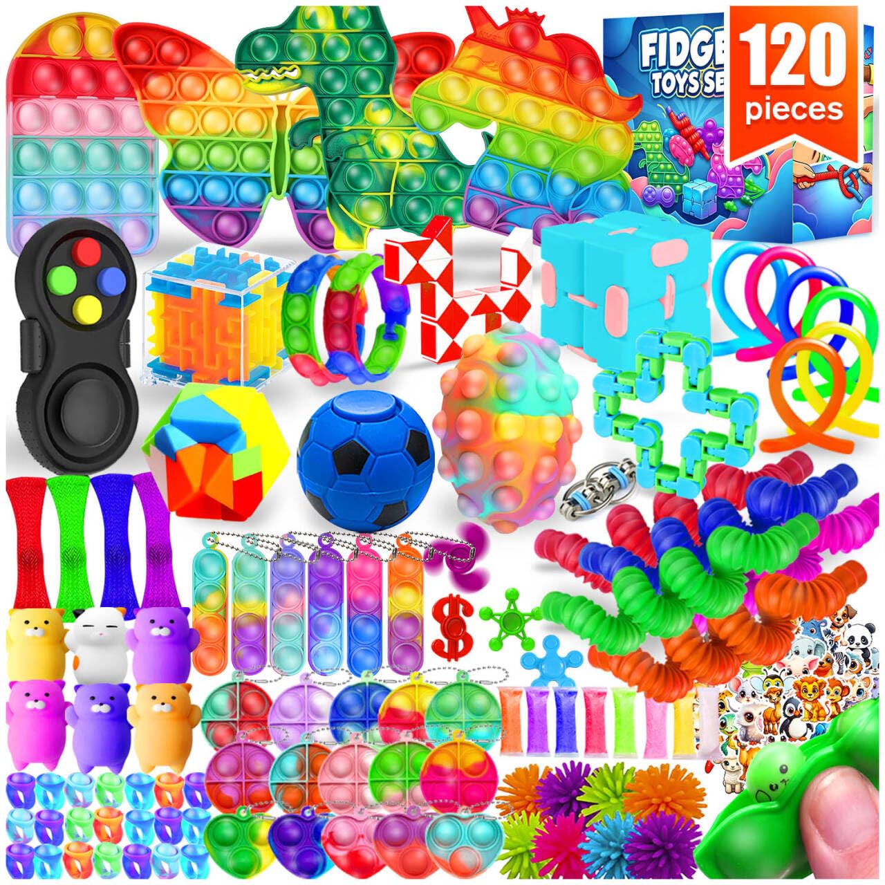 Fidget Toys, 120 Pack Party Favors for Kids 8-12 4-8, Sensory Toy for Autism Autistic Anxiety Children Boys Girls, Classroom Treasure Box Prizes Pinata Stocking Stuffers Gifts Carnival ADHD