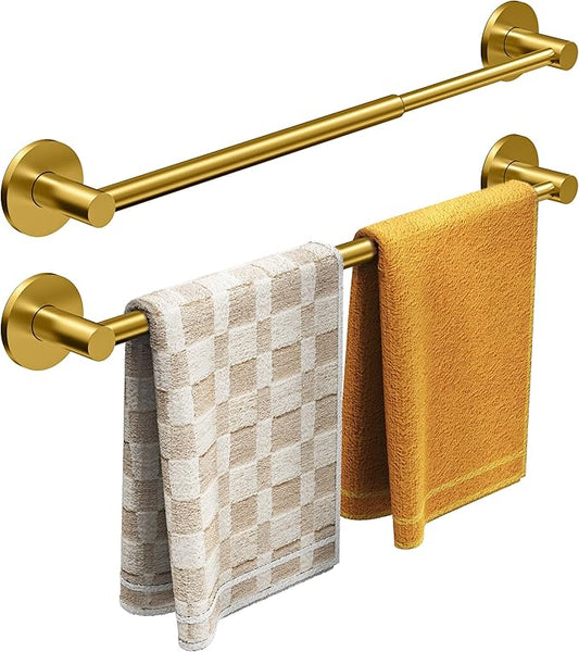 Magnetic Towel Bar, Adjustable Towel Rod with Larger Magnetic Base & Hidden Magnet Design, Non-Slip Magnetic Towel Holder for Refrigerator, Dishwasher, Oven, Washer (Brushed Gold, 2Pack)