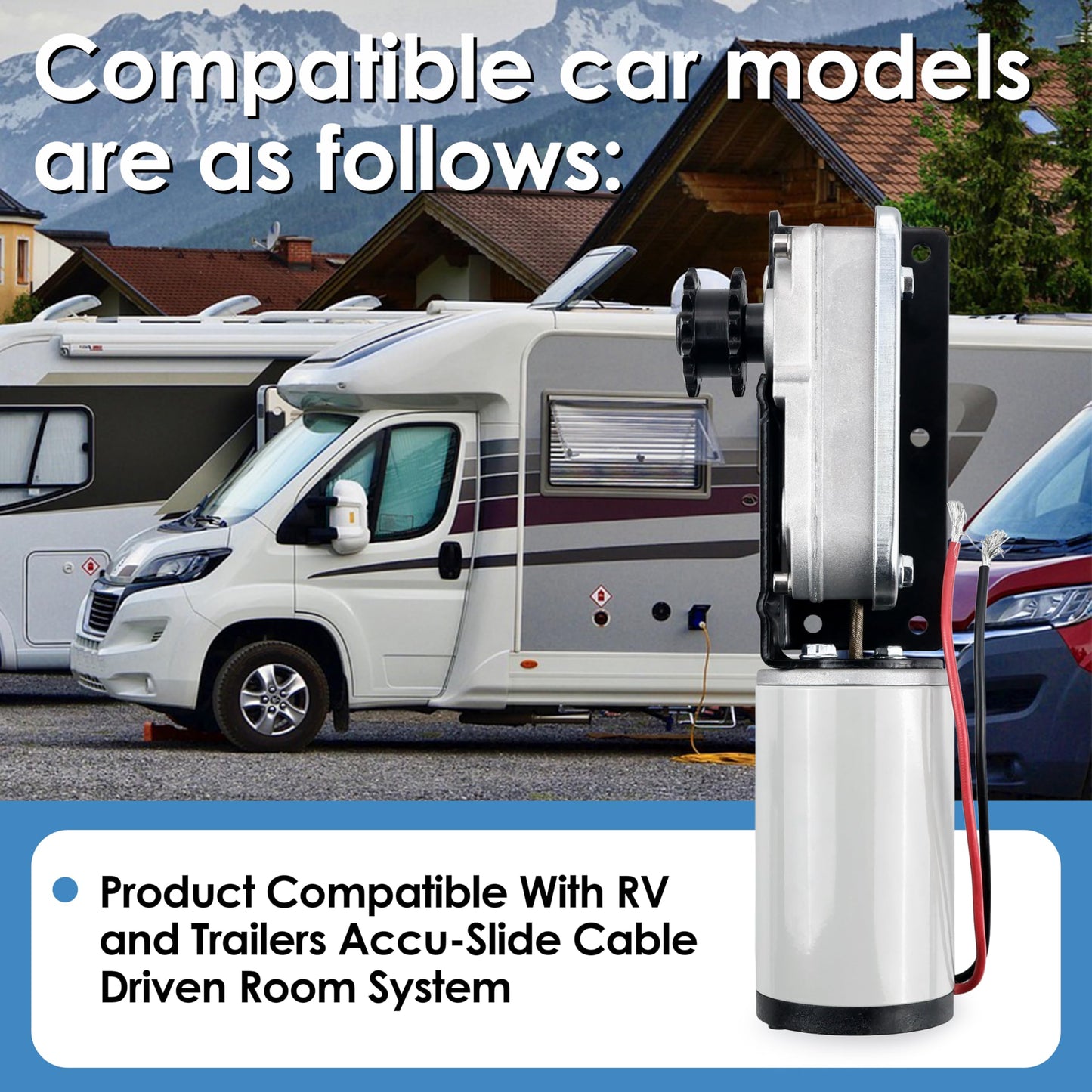 MiCCiKA 225008 rv Slide Out Motor Compatible with BAL Accu-Slide Cable Slide Out System, with R25076 R25076-1 RV Slide Out Gear Box and R25075 High Torque Motor for Travel Trailer Camper | 12V