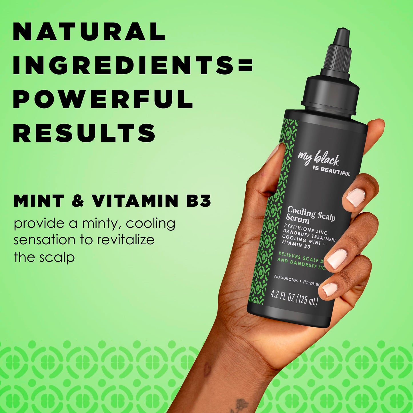 MY BLACK IS BEAUTIFUL Cooling Scalp Serum, Dandruff Treatment, For Coily Hair and Protective Styles, Dry and Itchy Scalp Treatment With Pyrithione Zinc, With Cooling Mint, Sulfate Free, 4.2 fl oz