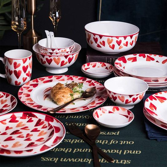 EHVYBDX Dinner Plates High-End Ceramics Dinner Sets Microwave Dishwasher Safe Porcelain Dinnerware Set of 52 | Cereal Bowl and Steak Plate Set for Family Gathering and,