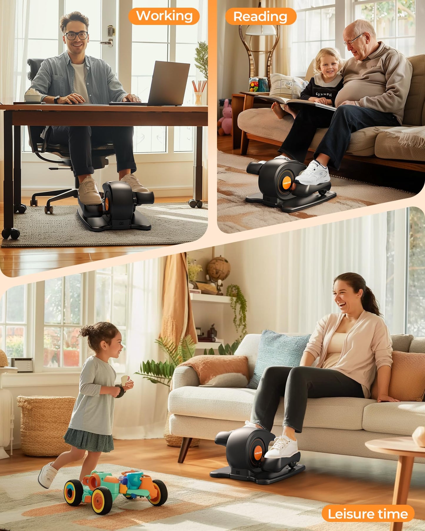 YOSUDA Under Desk Elliptical Electric,Elliptical for Seniors,Fully Assembled Seated Pedal Exerciser with Remote Control with Free Footstraps & 10 Adjustable Speeds