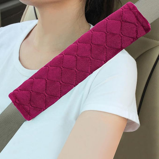 Amooca Soft Auto Seat Belt Cover Seatbelt Shoulder Pad Cushions 2 PCS for a More Comfortable Driving Universal Fit for All Cars and Backpack Wine Red