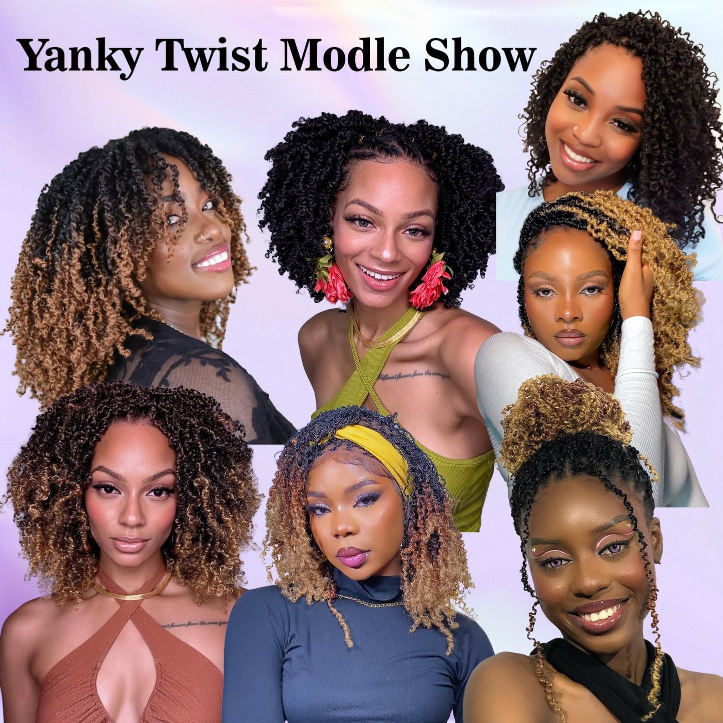 9 packs Yanky Twist Crochet Hair - (8+10+12inch)*3,Ombre Blonde,Pre-Looped Yankee Twist Mini Passion Twist,Pre-Twisted Micro Spring Twist,Synthetic Curly Crochet Hair Extensions（OT1B/27#）