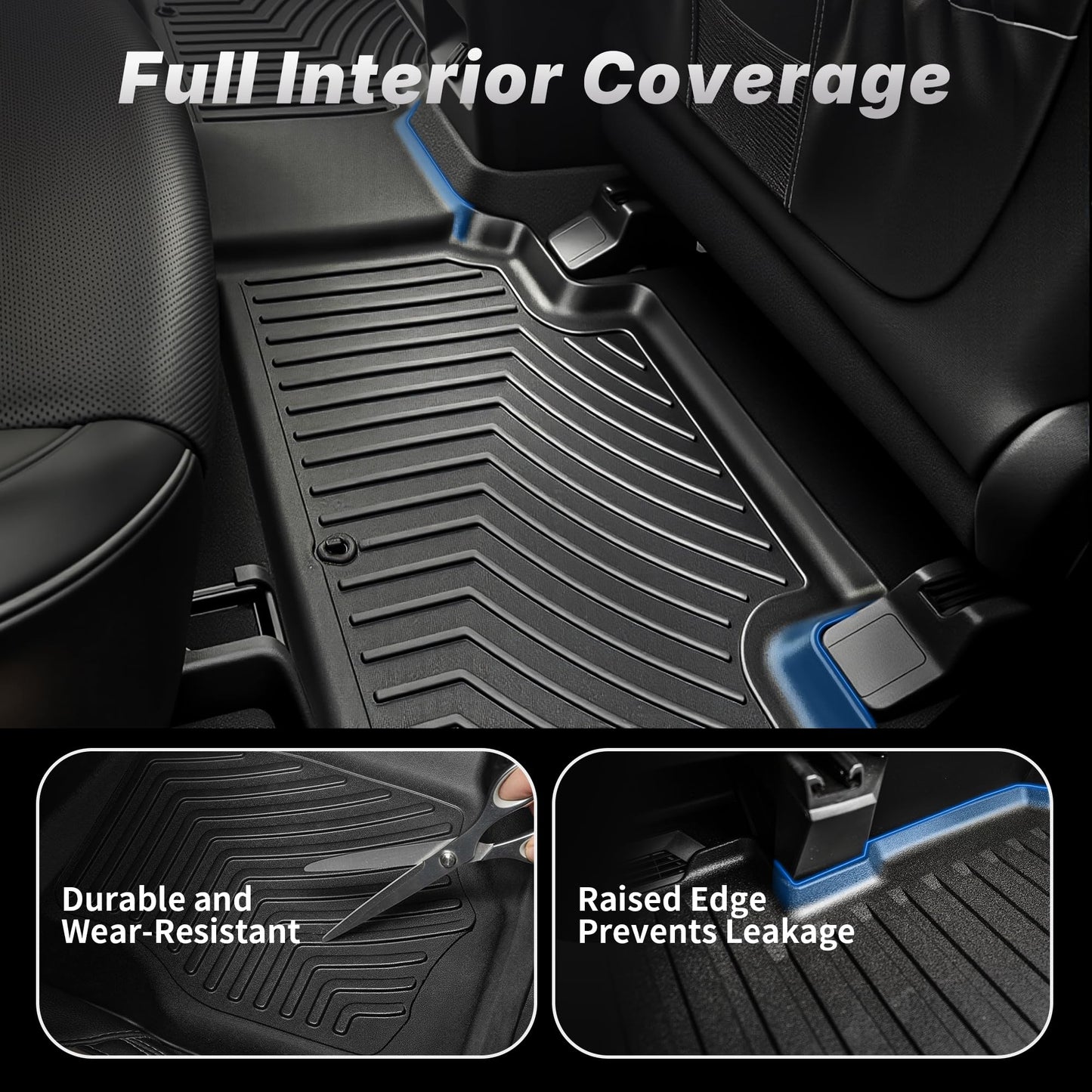 OEDRO Floor Mats Fit for 2019-2026 for Chevy Silverado/GMC Sierra 1500, 2020-2026 2500HD 3500HD, Double Cab with 1st Bench Seats, NO Rear Underseat Storage Box, All Weather TPE Floor Liner Set