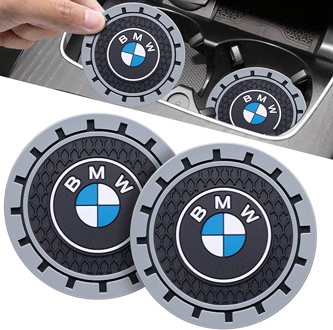 Car Cup Coaster, 2PCS Universal Non-Slip Cup Holders, Compatible with BMW Series Car Cup Holder Coastersï¼Car Drink Coaster Holder Accessory, Black