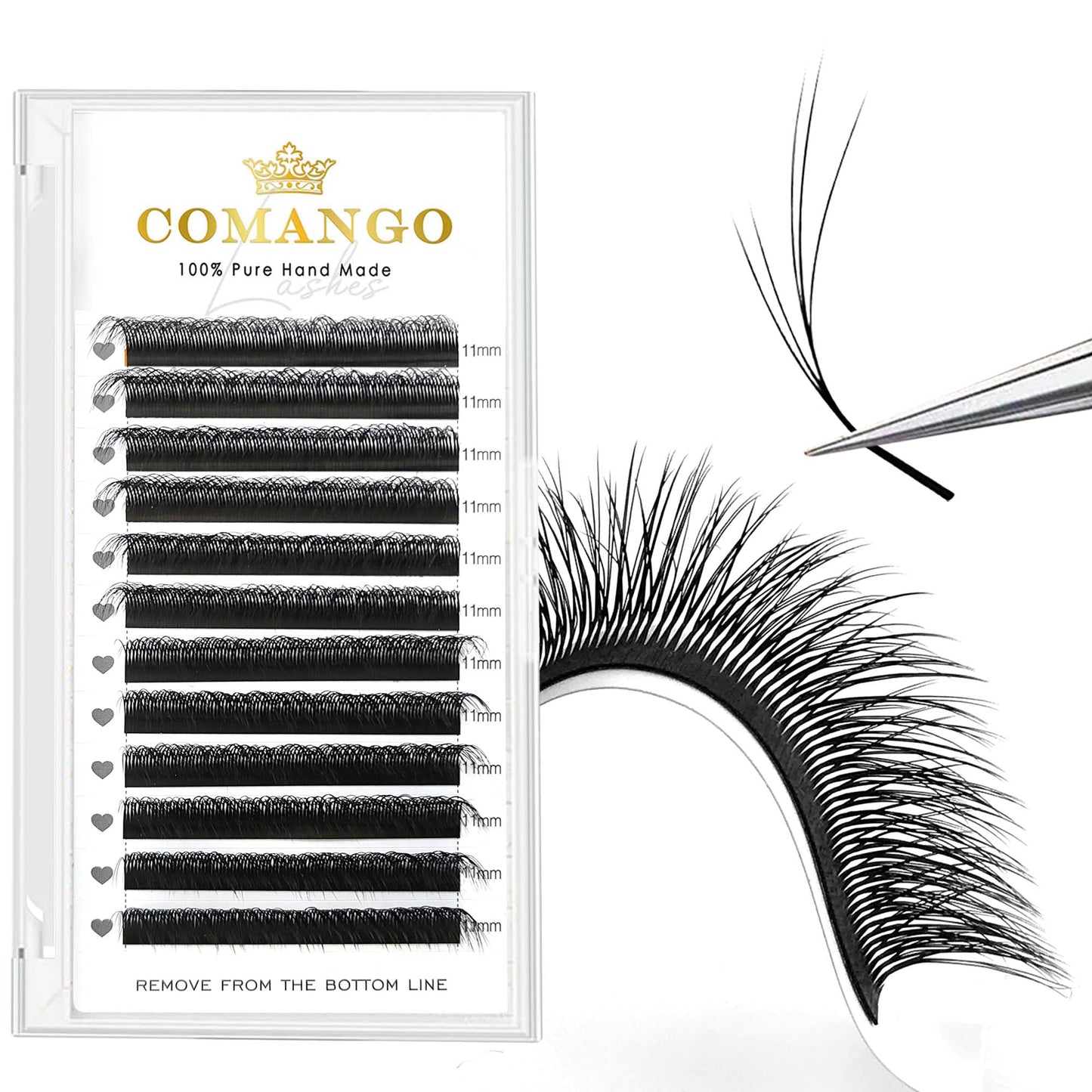 CoMango Fox Eyelashes Extension Flying YY Lashes 5D Mutil-layer Y Shaped Lash Mink Premade Lash Fans C/D Curly Foxy YY Lashes Natural Fluffy Handmade Individual Eyelash Fans(Black,5D-C-11mm)