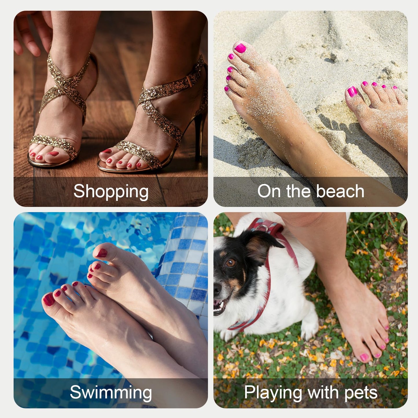 Vansiho Brighter Pastel Press on Toenails Short, French Tips Toenail Press on Square for Women, Soft Gel Fake Toenails, Acrylic Nails Soak off Toenail Home DIY 15 Sizes