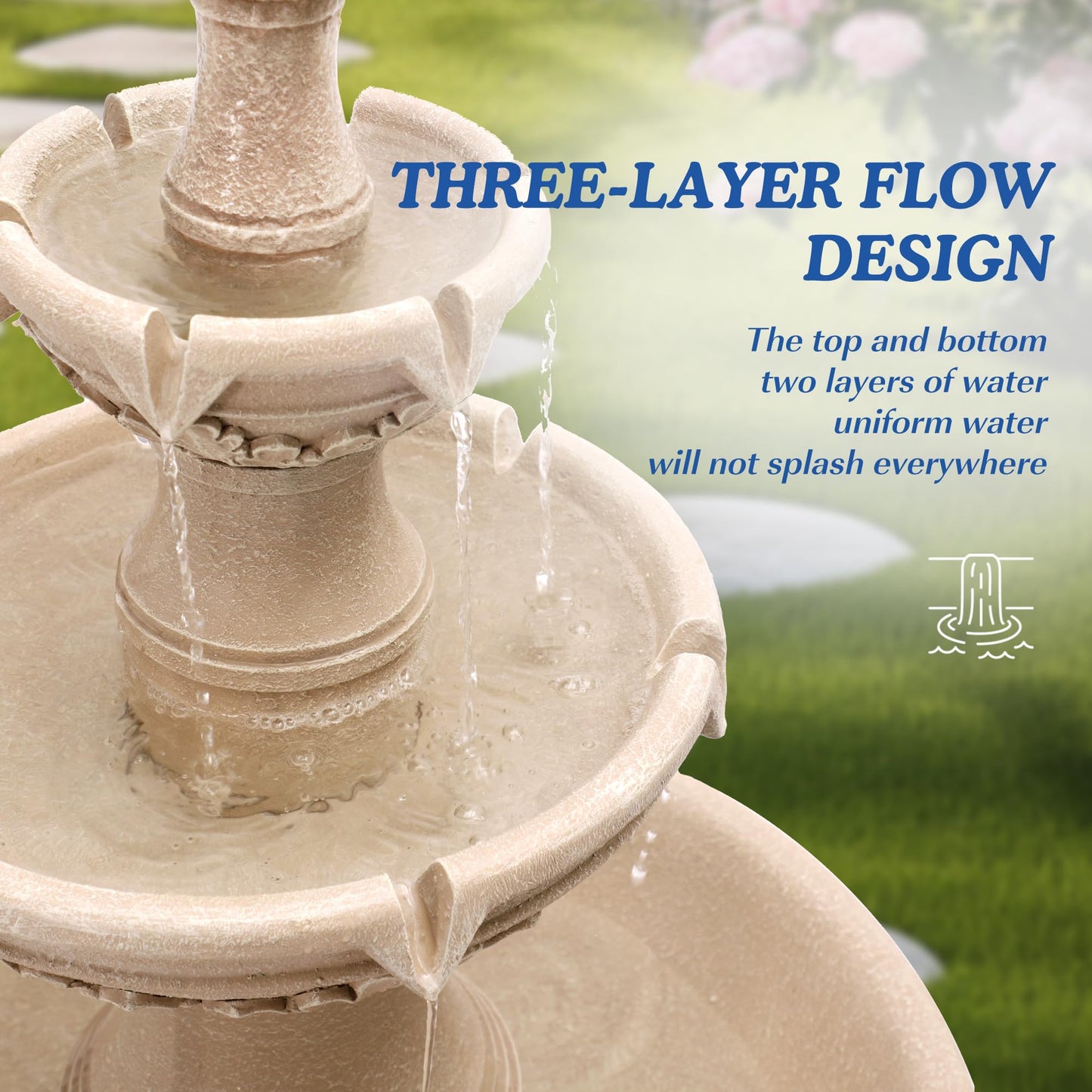 TOBYUL Italian Outdoor Water Fountains Garden Decor - 48.4''H Fountains and Waterfalls Outside, Large Cascading Indoor Floor-Standing Resin Bubbler Fountain Features W/Pump for Patio, Yard and Home