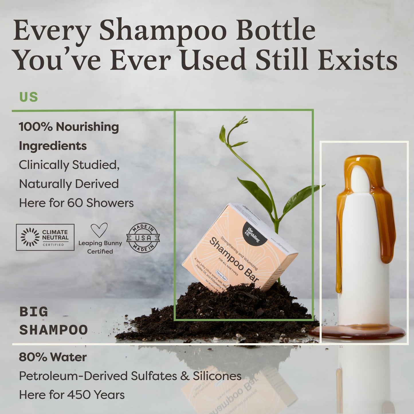 The Earthling Co. Shampoo & Conditioner Bar Set - Promote Hair Growth, Strengthen & Volumize All Types - Paraben & Sulfate Free Formula With Natural Ingredients for Dry Hair (Citrus Sun)