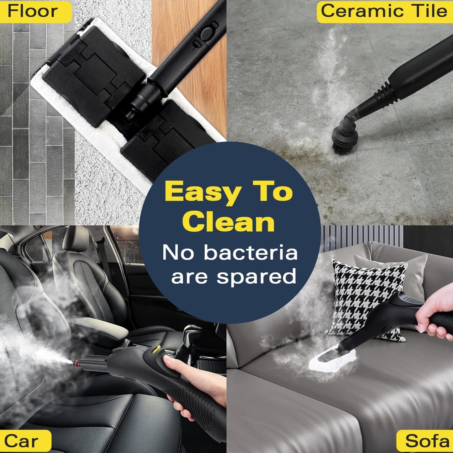 Steam cleaner, 1500w Steamer Cleaning Fast Heating Multi-Surface Steam Cleaner for Home，Steamer Cleaning for Grout