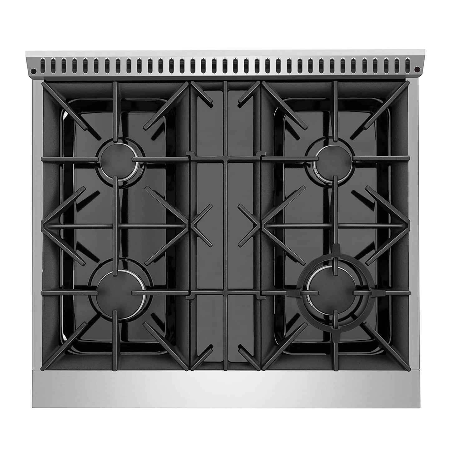 DUURA Elite Gas Range with 4 Burner Cooktop Freestanding with Porcelain Convection Oven and Broil Function, Continuous Grates with Stainless Steel Construction, 30-Inch, Metallic