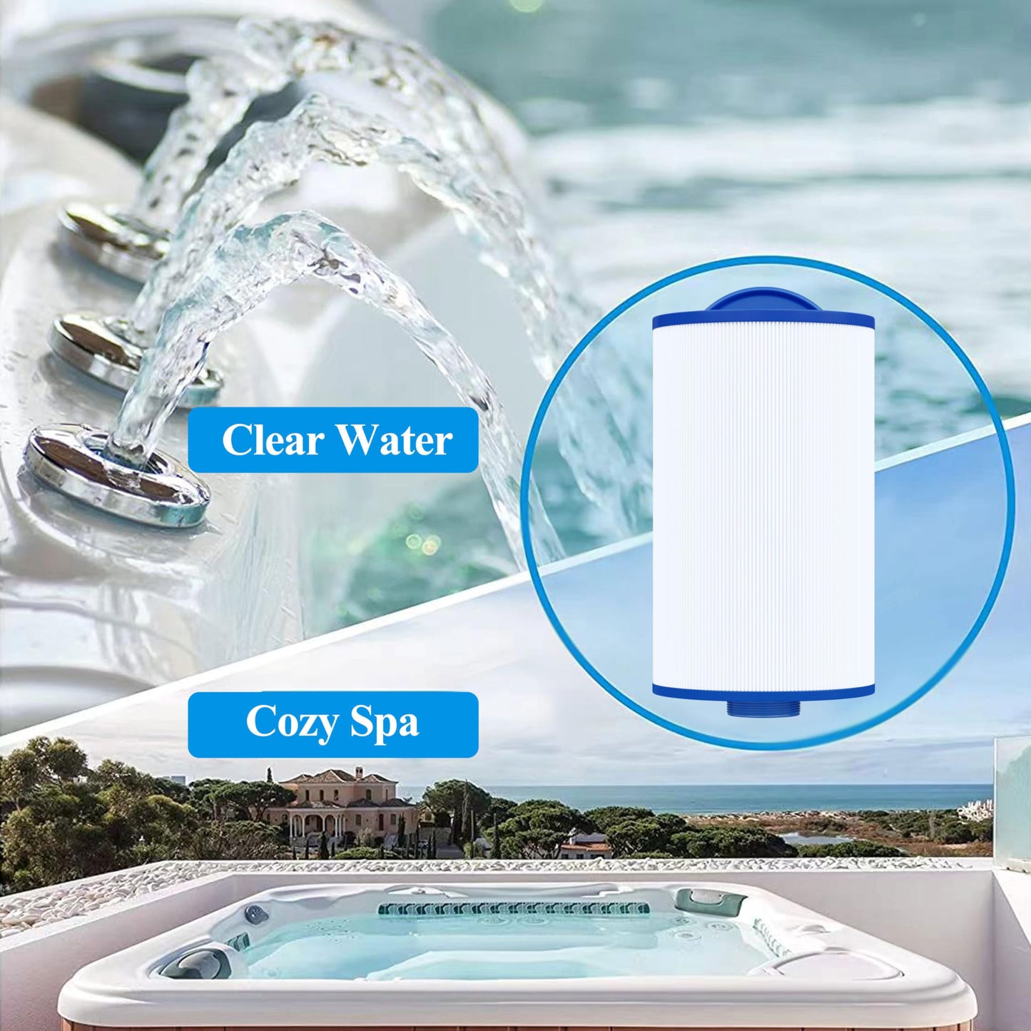 Cryspool® 06012 Filter Compatible with 6CH-402, PMA40L-F2M, X268543, Master Spas Twilight X268365, X26851, X268514, 40 Sq. Ft Spa Filter Cartridge, 2 Pack