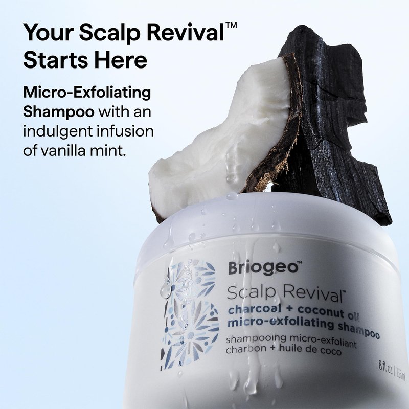 Briogeo Scalp Revival Charcoal + Coconut Oil Micro-Exfoliating Shampoo | Sulfate-Free Scalp Scrub for Dry, Itchy, or Oily Scalp | Detoxifying & Hydrating | Vegan & Cruelty Free | 8 oz