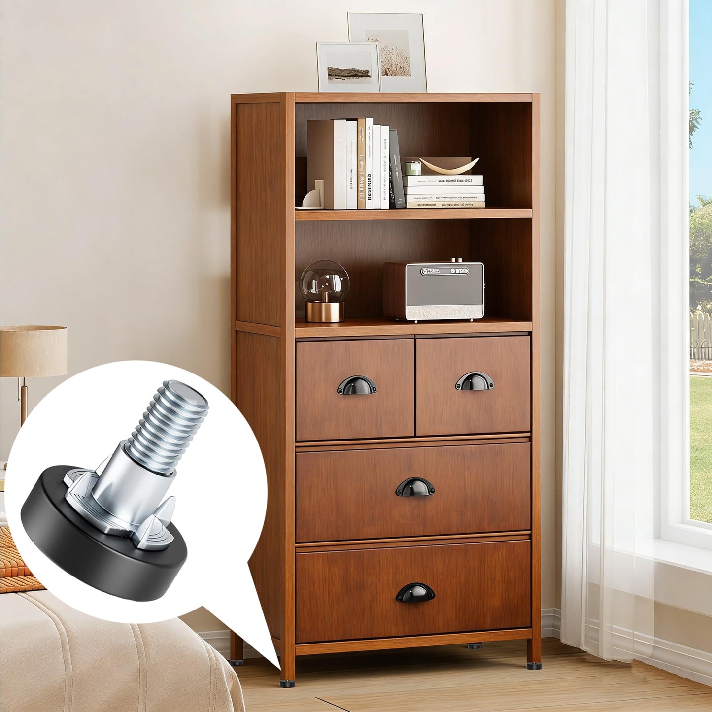 8 Pack 1/4" Wire Shelving Rack Thread Leveling Feet Bolt Adjustable Furniture Levelers Screw-in Furniture Feet Adjusters for Garden Chairs Tables Cabinets Bar Stool Stool Cupboard Couch Desk Sofa"