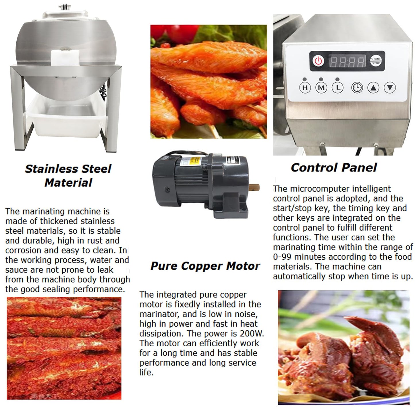 INTBUYING Electric Meat Vegetable Tumbler Marinator with Vacuum Pump Meat Tumbler 360°Rotation with Timer 110V 40W for Shop Restaurant Cafeteria