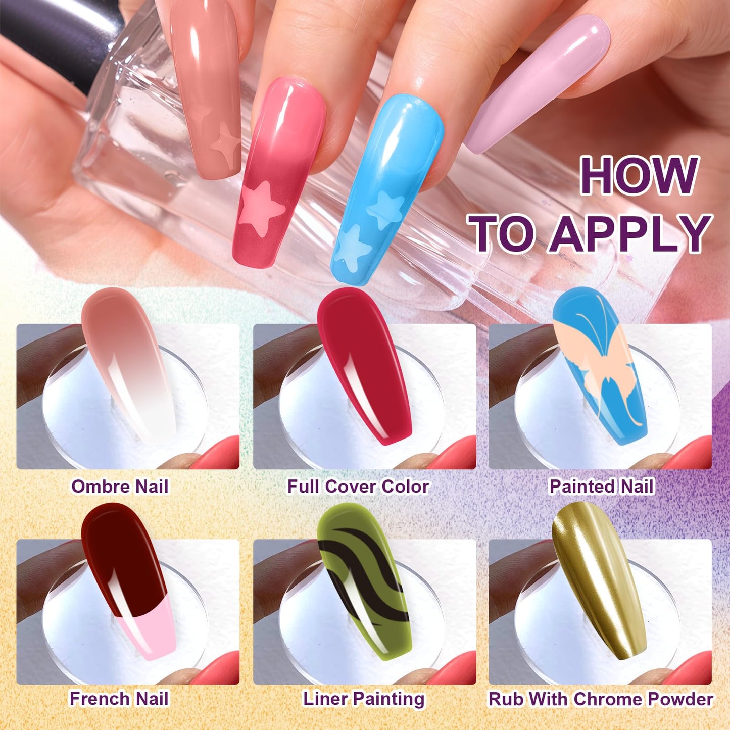 U-Shinein Gradient Painting Gel, 9 Colors Ombre Gel Nail Polish for Pigment Pat Nails Aura Nails French Manicure Soak Off UV Long-lasting Home Salon DIY Nail Art Canyon Bloom